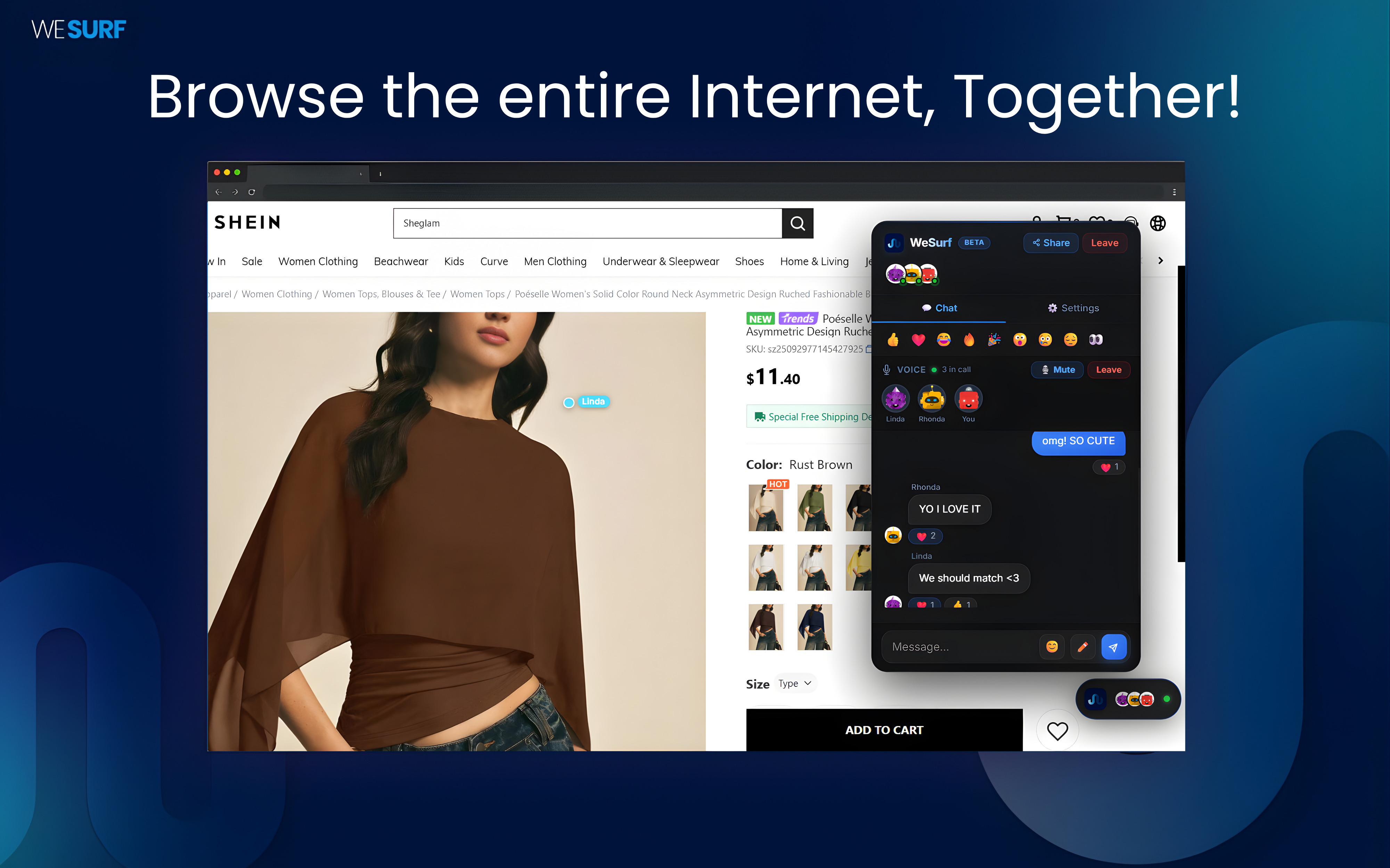 WeSurf co-browsing with drawing and reactions